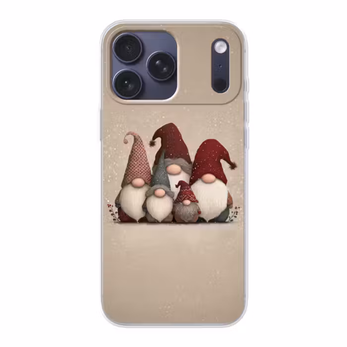 Telefoonhoesje Softcase - Kabouters - Kerst - Sneeuw - Puntmutsen