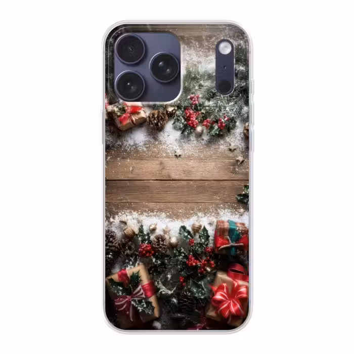 Telefoonhoesje Softcase - Kerstdecoratie - Geschenken - Hout - Veelkleurig