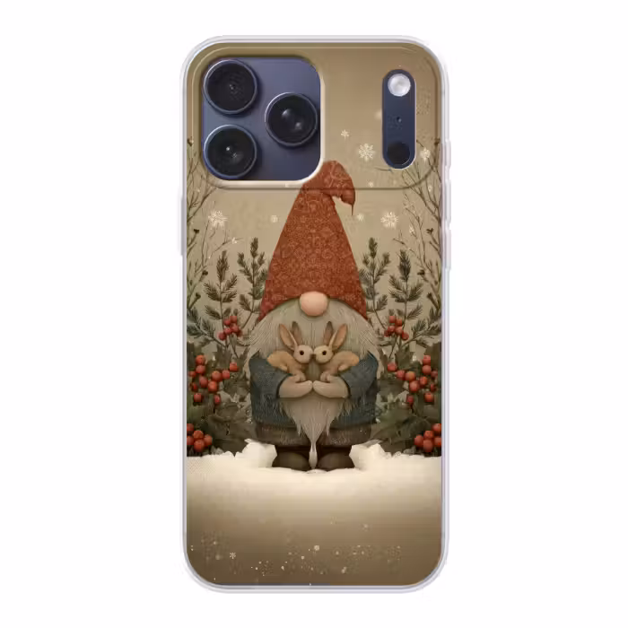 Telefoonhoesje Softcase - Kerstgnome - Konijntjes - Kleurrijk