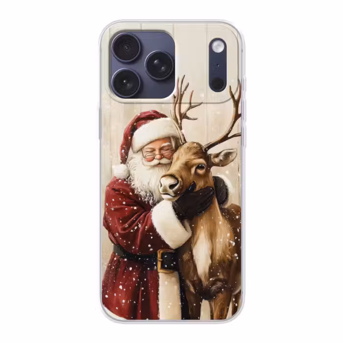 Telefoonhoesje Softcase - Kerstman - Rendier - Sneeuw - Kleurrijk