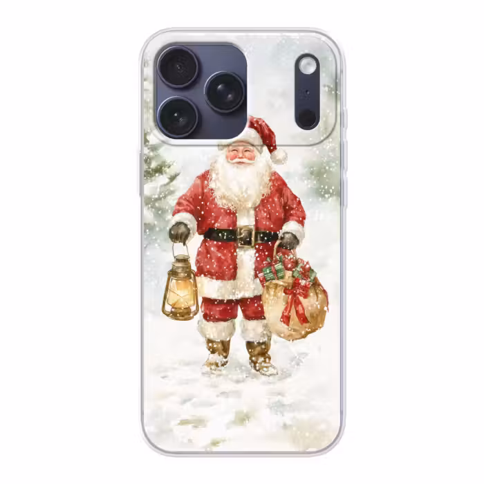 Telefoonhoesje Softcase - Kerstman- Winter - Sneeuw - Wit - Rood