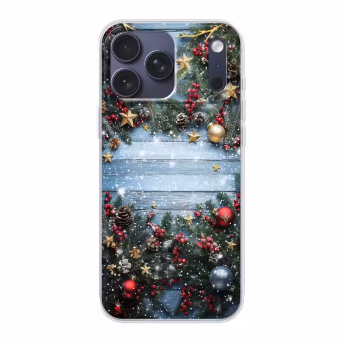 Telefoonhoesje Softcase - Kerstomlijsting - Sneeuw - Meerkleurig