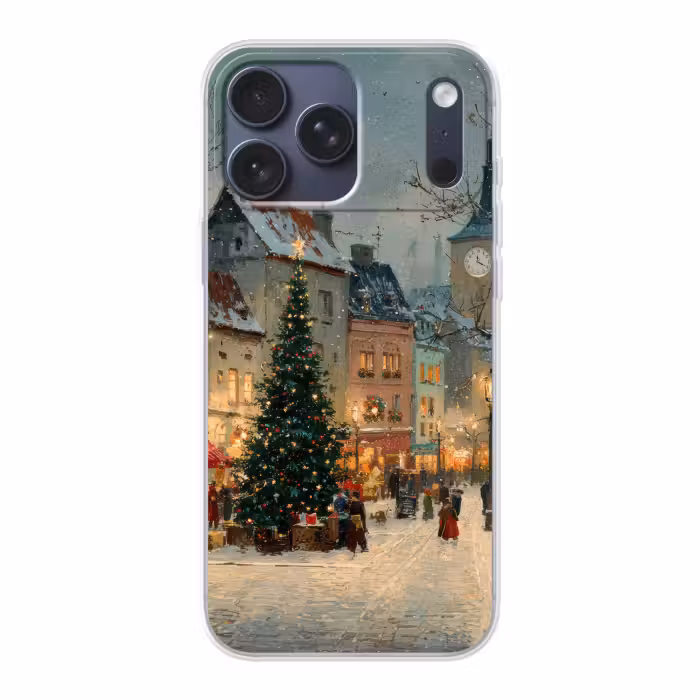 Telefoonhoesje Softcase - Kerstsfeer - Stadsplein - Kleurrijk