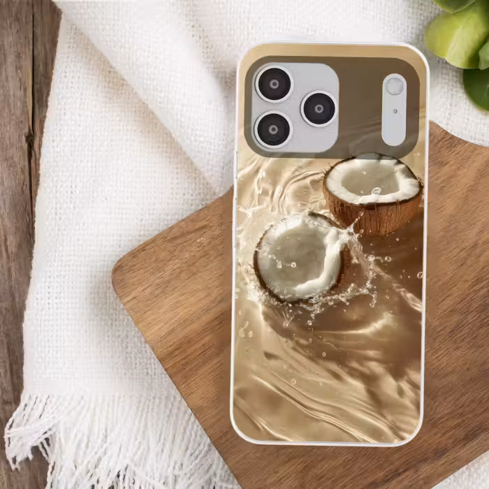 Telefoonhoesje Softcase - Kokosnoot - Water - Beige - Spetters