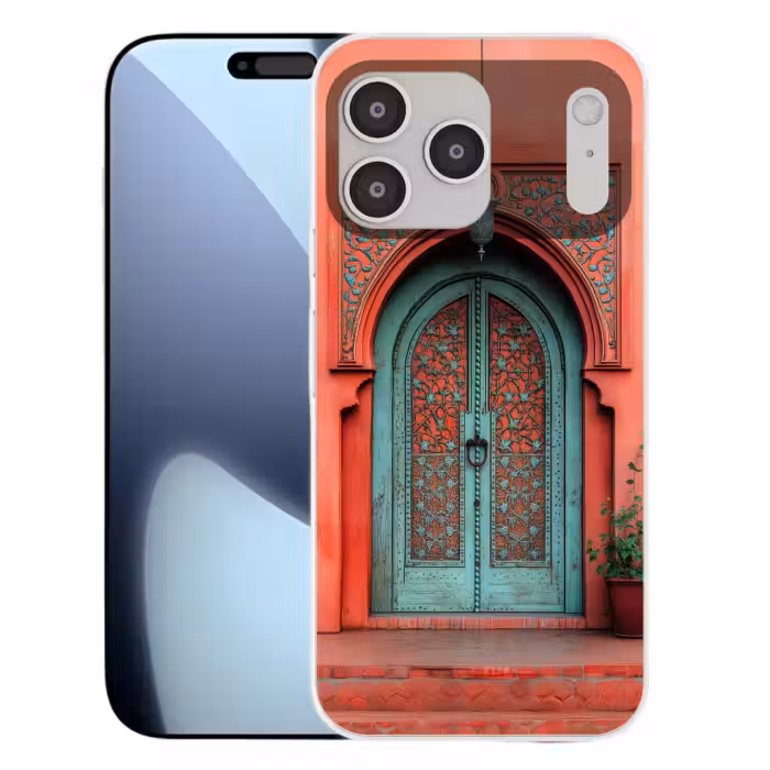 Telefoonhoesje Softcase - Lantaarn - Deur - Turquoise