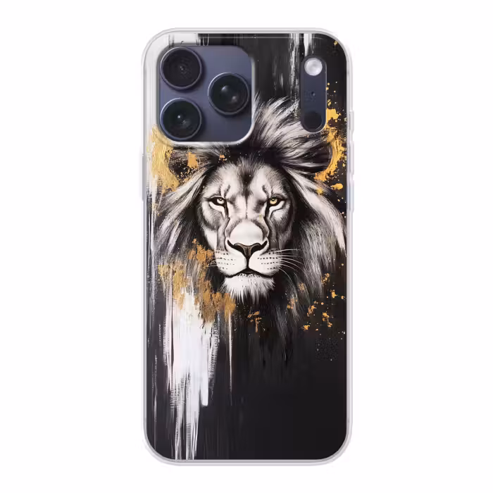 Telefoonhoesje Softcase - Leeuw - Portret - Verfspatten - Grijs