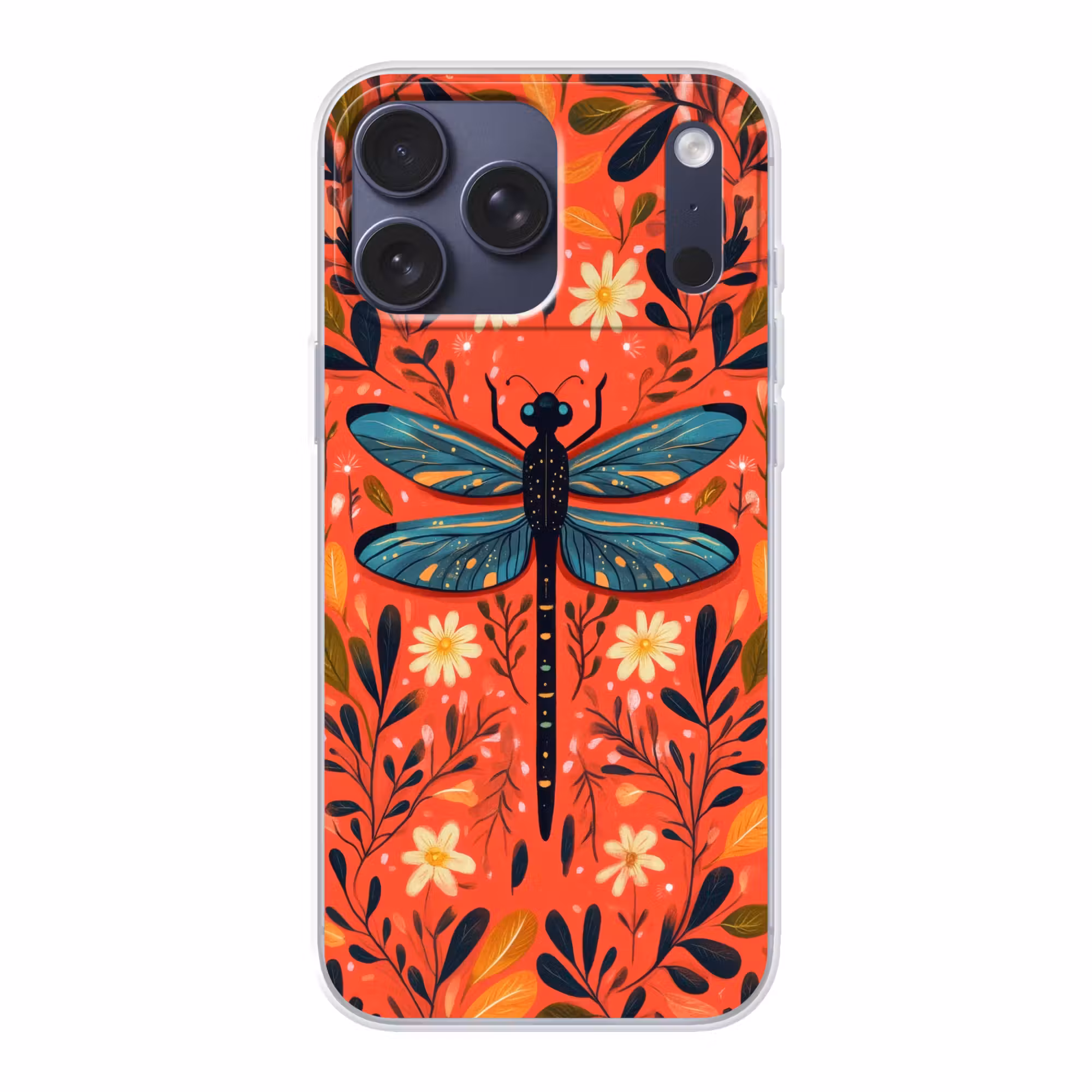 Telefoonhoesje Softcase - Libel - Blauw - Vleugels - Bladeren