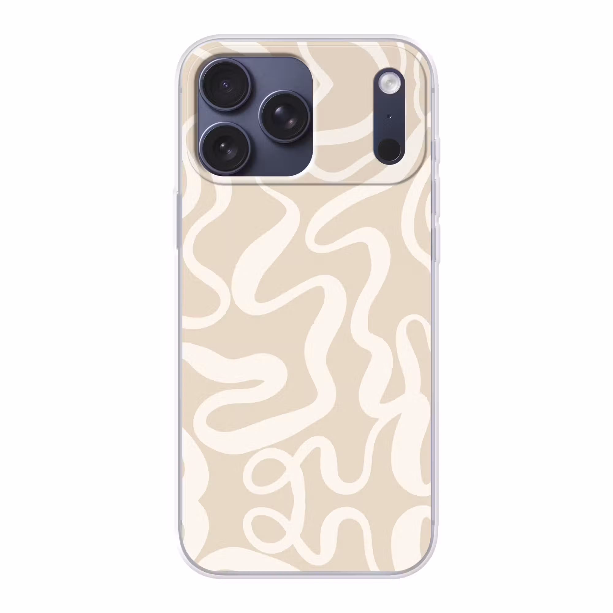 Telefoonhoesje Softcase - Lijnen - Abstract - Beige - Wit - Minimalistisch
