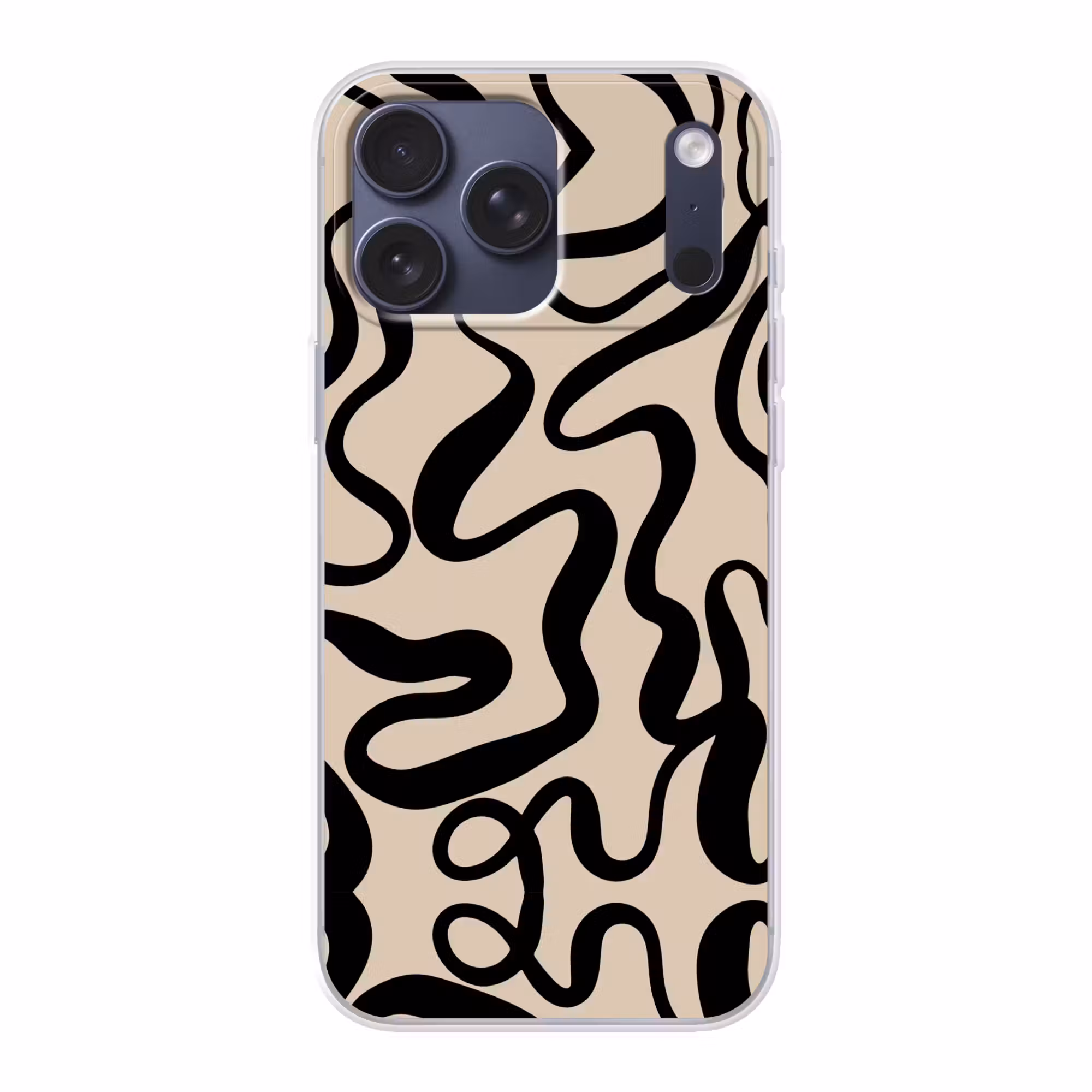 Telefoonhoesje Softcase - Lijnen - Zwart - Beige - Abstract - Minimalistisch