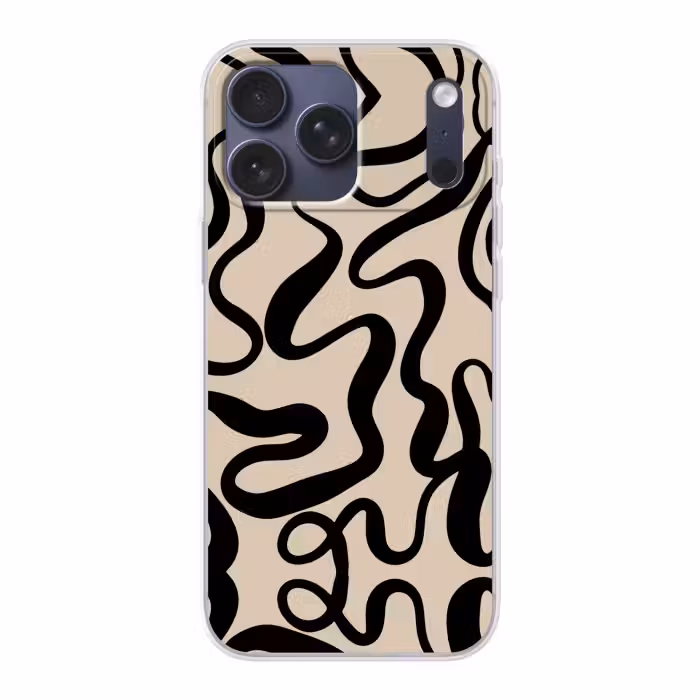 Telefoonhoesje Softcase - Lijnen - Zwart - Beige - Abstract - Minimalistisch