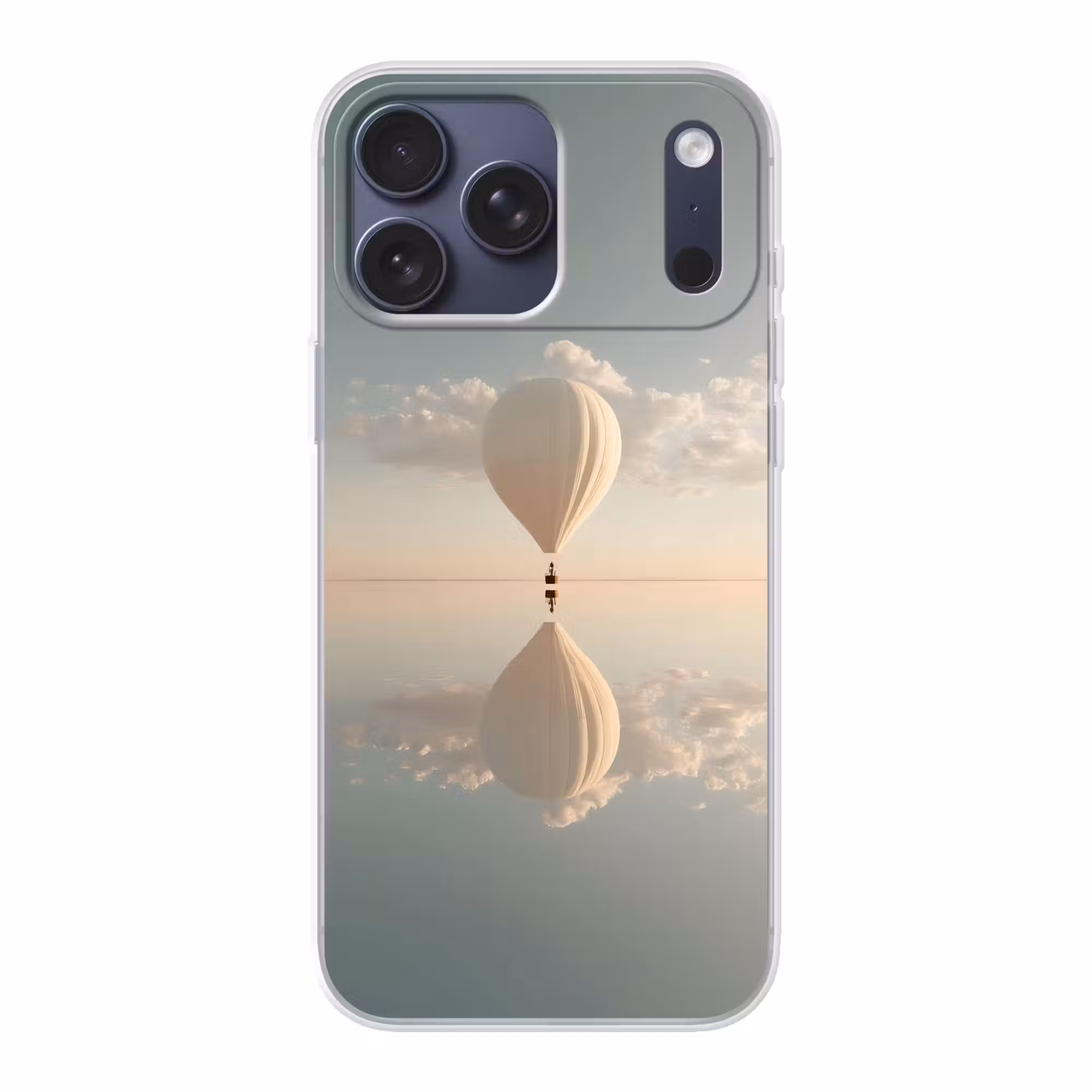 Telefoonhoesje Softcase - Luchtballon - Wolken - Water - Blauw