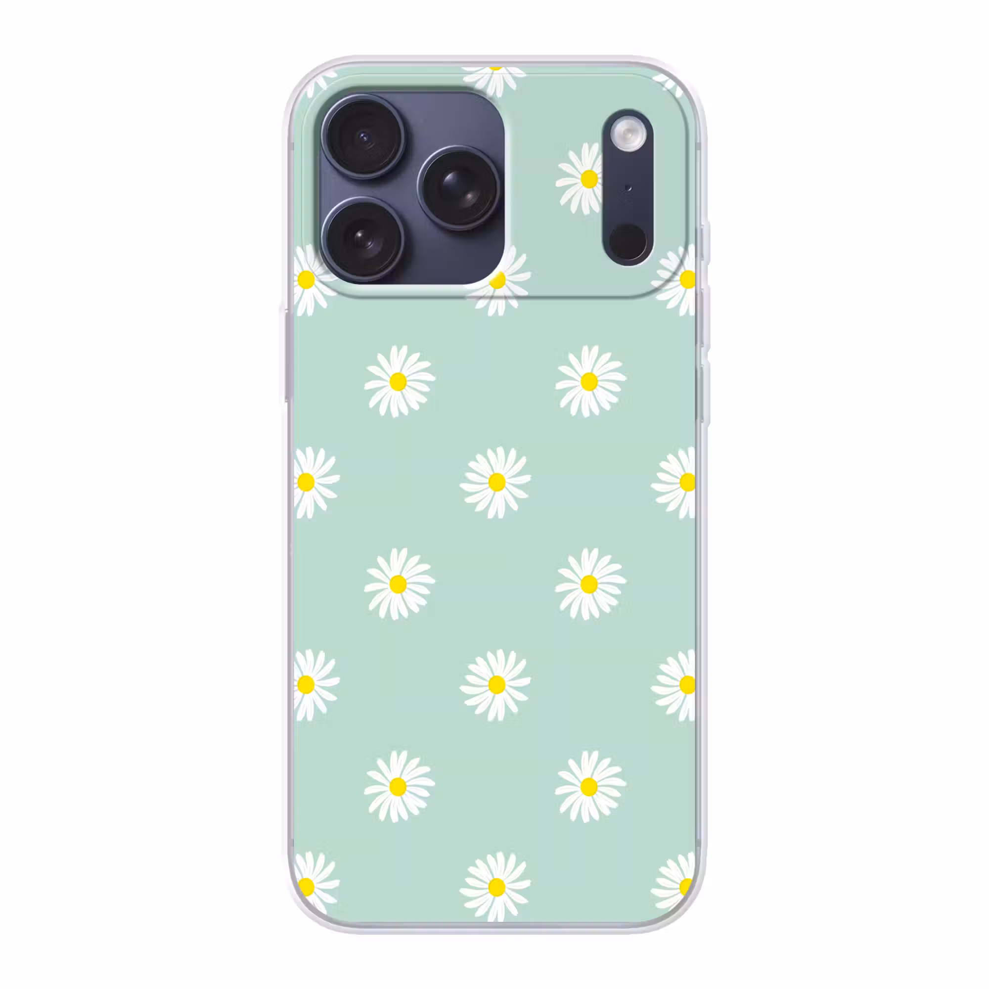 Telefoonhoesje Softcase - Madeliefjes - Pastel - Wit - Groen - Bloemen patroon