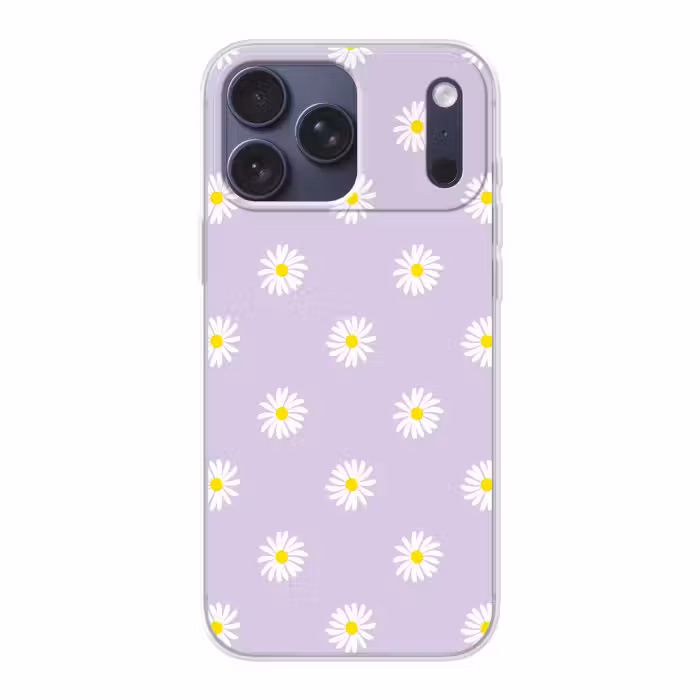 Telefoonhoesje Softcase - Madeliefjes - Pastel - Wit - Paars - Bloemen