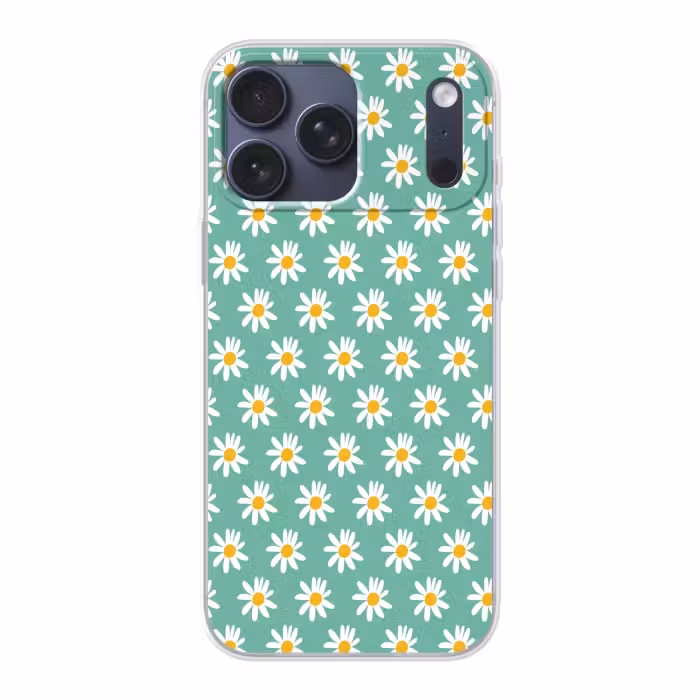 Telefoonhoesje Softcase - Madeliefjes - Patroon - Groen - Bloemen