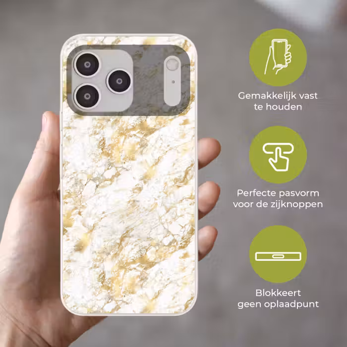Telefoonhoesje Softcase - Marmer - Goud - Structuur