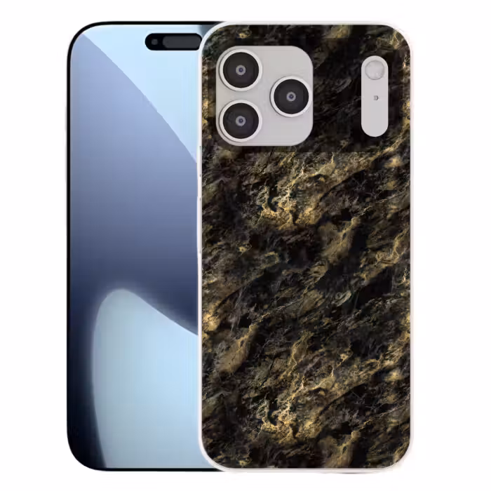 Telefoonhoesje Softcase - Marmer - Zwart - Goud