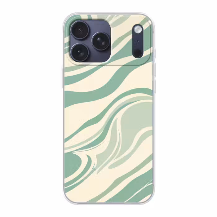 Telefoonhoesje Softcase - Organische lijnen - Mintgroen - Marmer