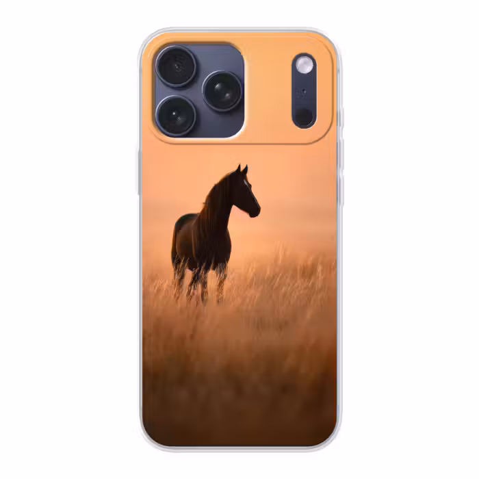 Telefoonhoesje Softcase - Paard - Grasveld - Zonsondergang