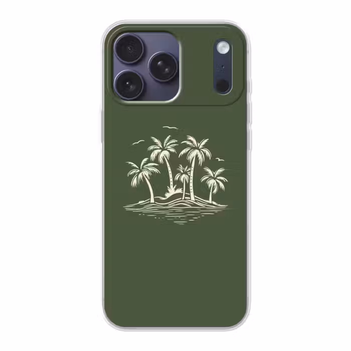 Telefoonhoesje Softcase - Palmbomen - Strand - Groen - Beige - Tropisch