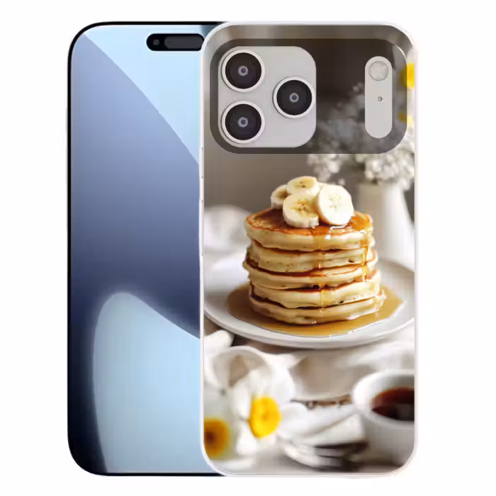 Telefoonhoesje Softcase - Pannenkoeken - Banaan - Siroop - Wit - Beige
