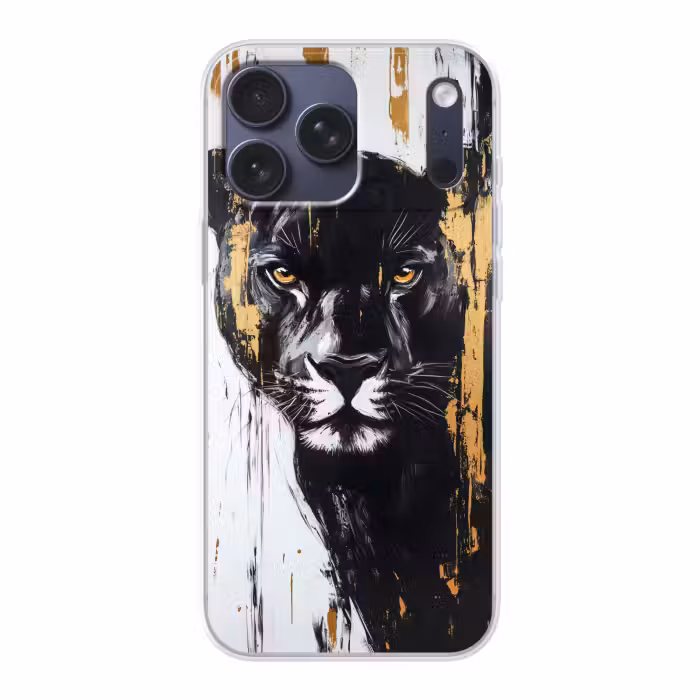 Telefoonhoesje Softcase - Panter - Zwart - Abstract - Verfstreken