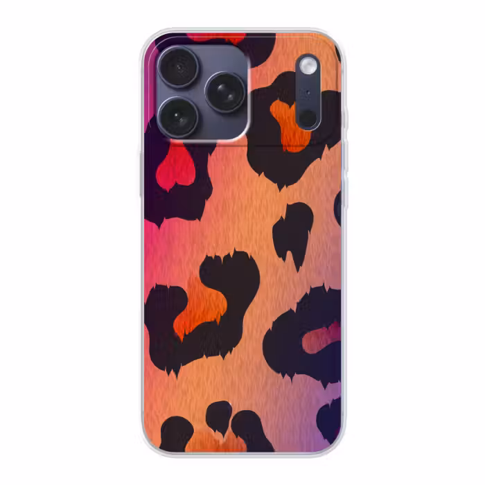 Telefoonhoesje Softcase - Panterprint - Roze - Paars - Oranje