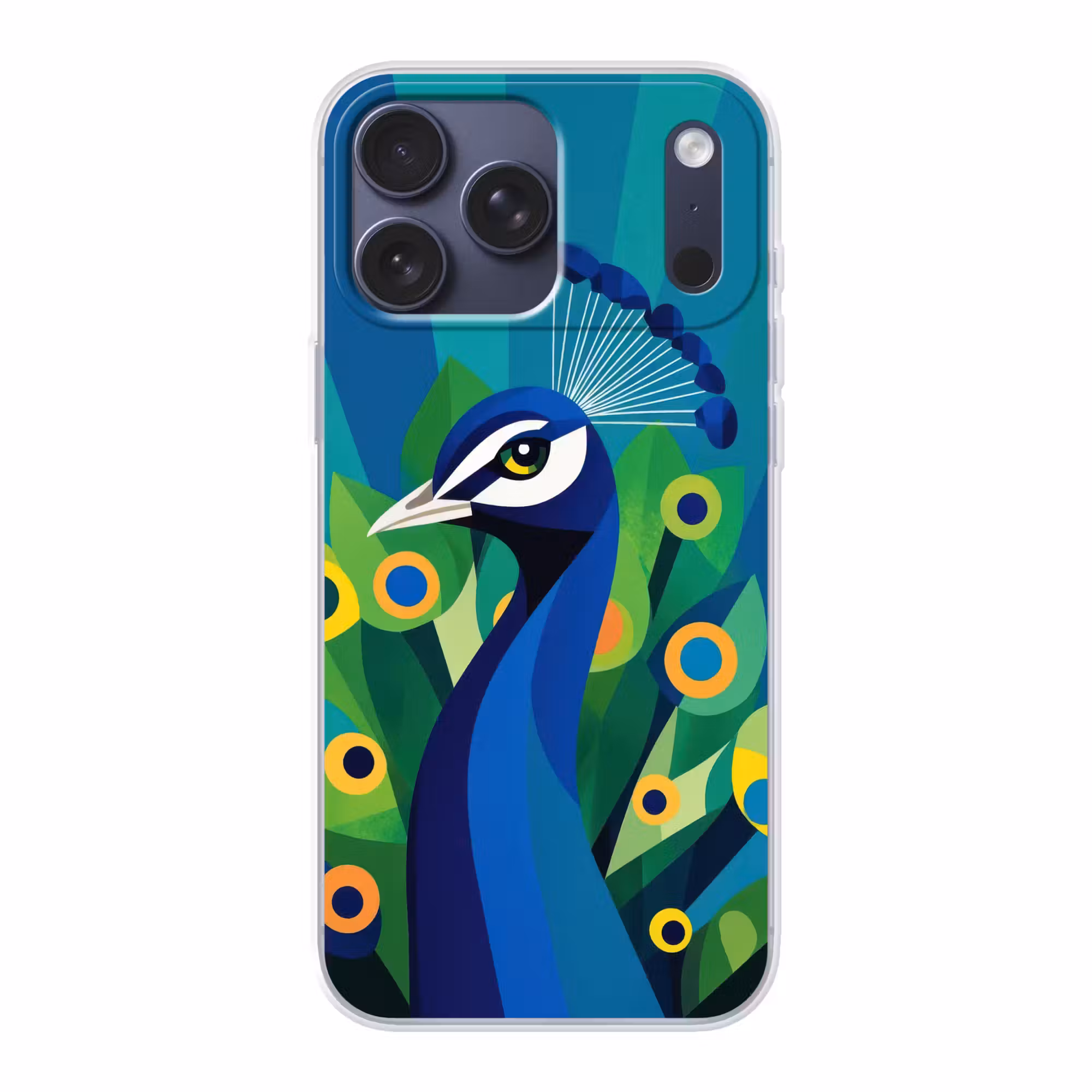 Telefoonhoesje Softcase - Pauw - Cirkels - Blauw