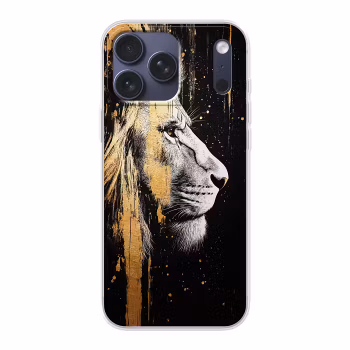 Telefoonhoesje Softcase - Portret - Leeuw - Abstract - Goud