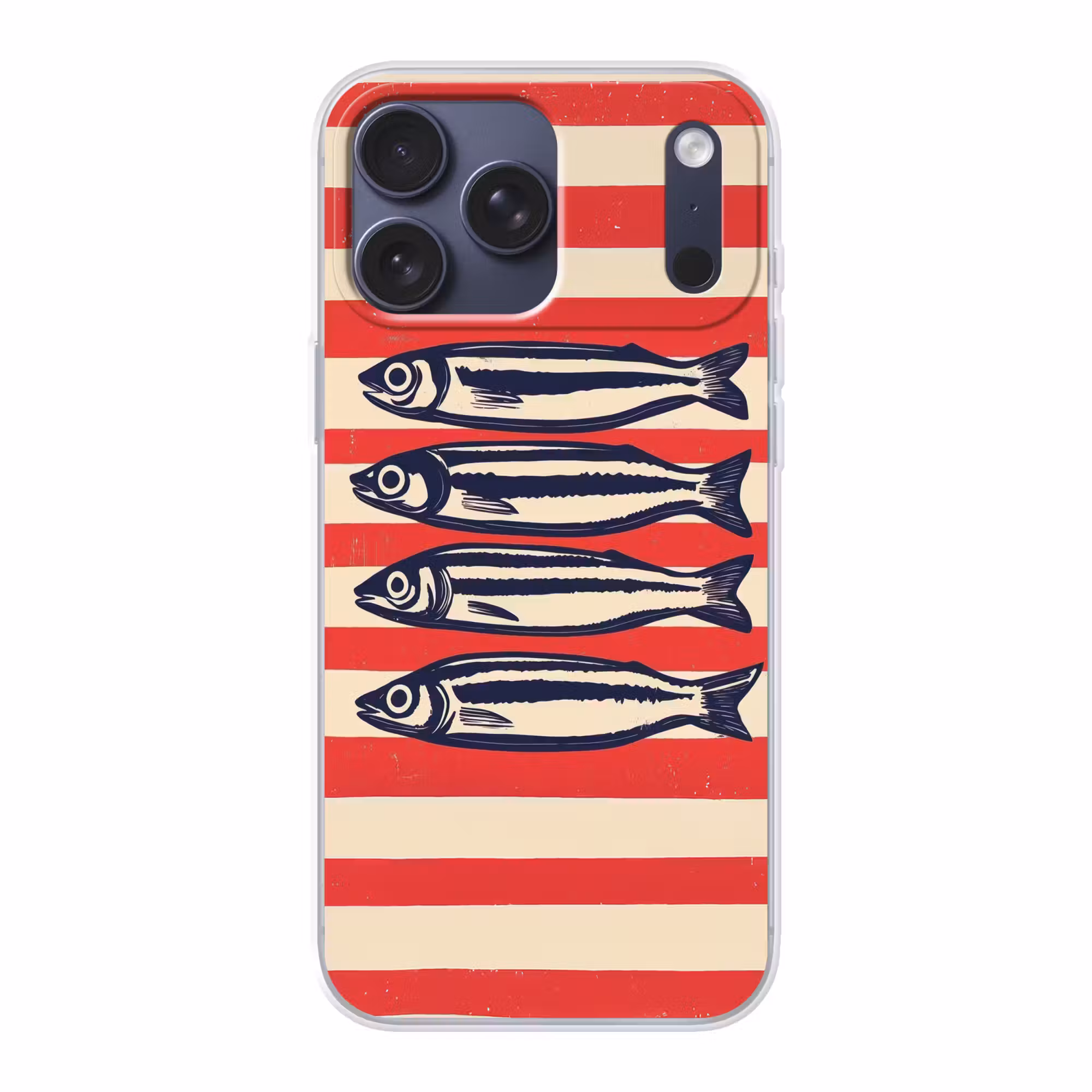 Telefoonhoesje Softcase - Sardines - Rood en beige strepen