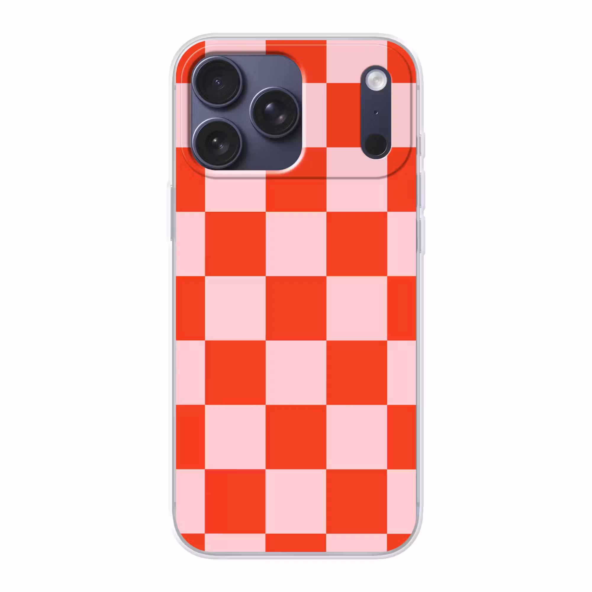 Telefoonhoesje Softcase - Schaakbord patroon - Rood - Roze - Blokjes