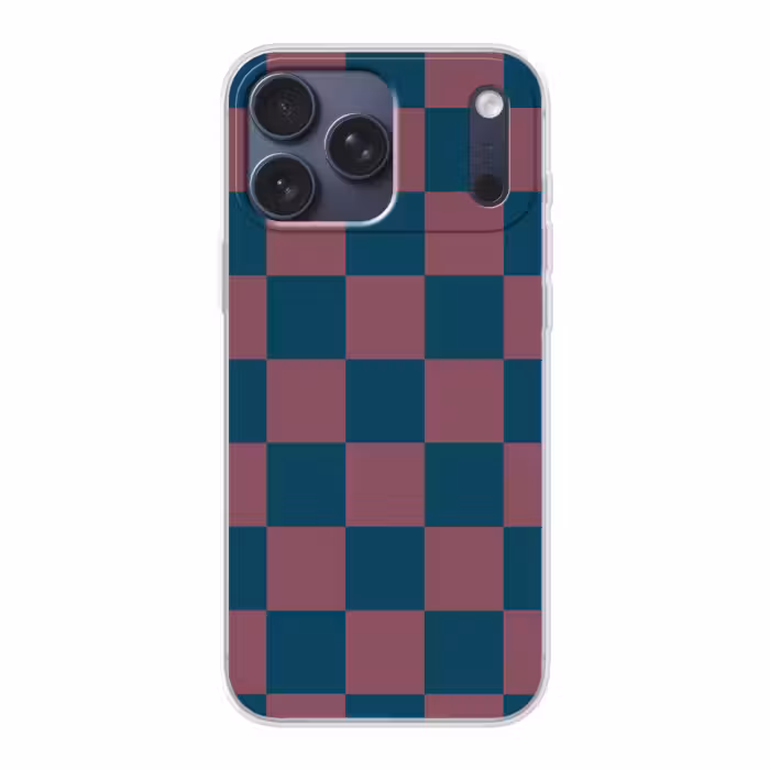 Telefoonhoesje Softcase - Schaakbord print - Blauw - Rood - Blokjes