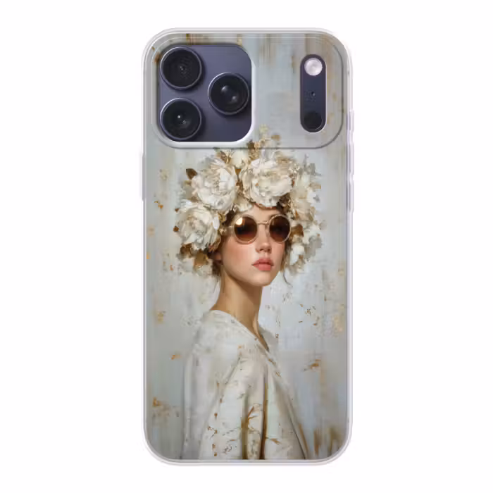Telefoonhoesje Softcase - Schilderij - Vrouw - Zonnebril - Bloemenkrans