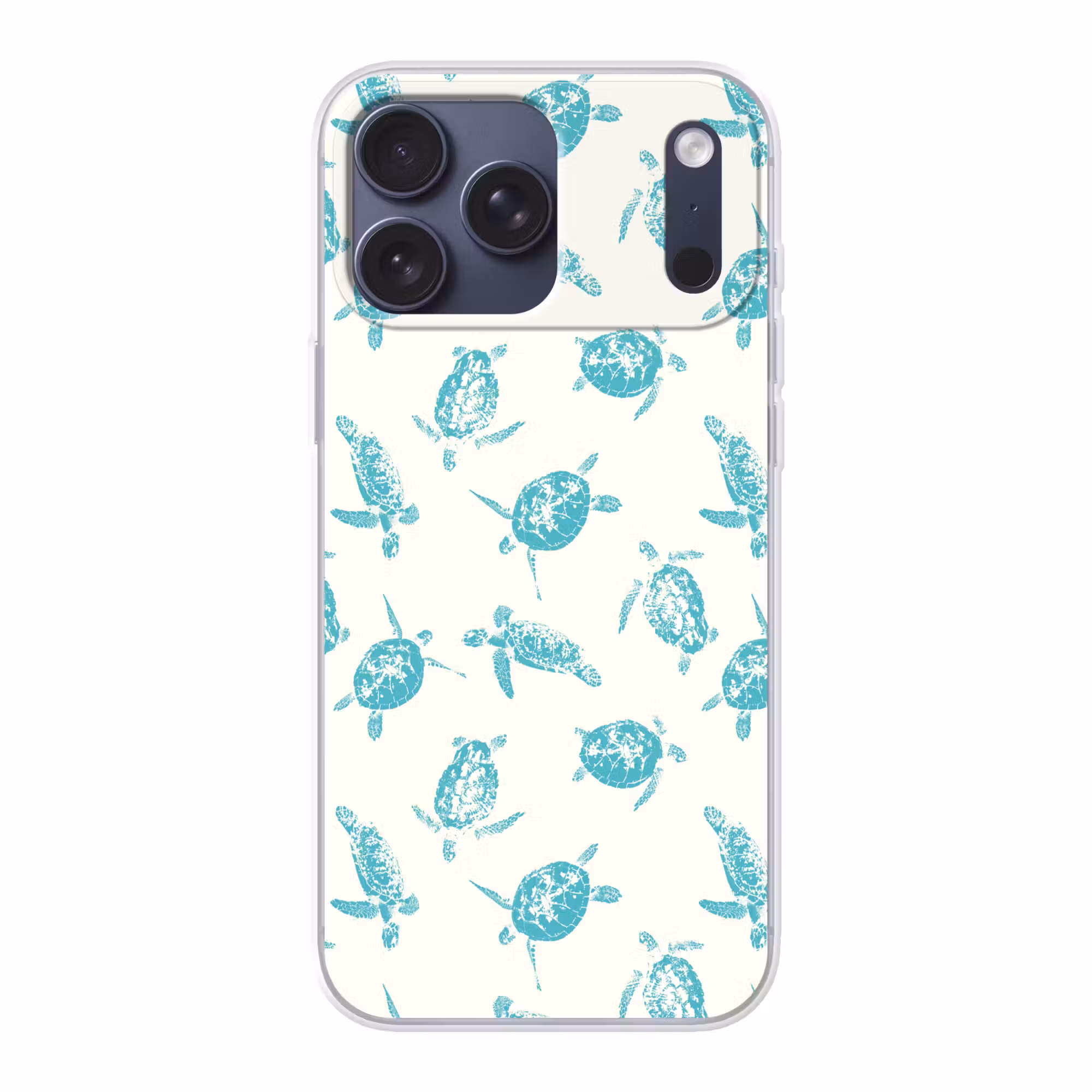 Telefoonhoesje Softcase - Schildpadden - Patroon - Wit - Blauw
