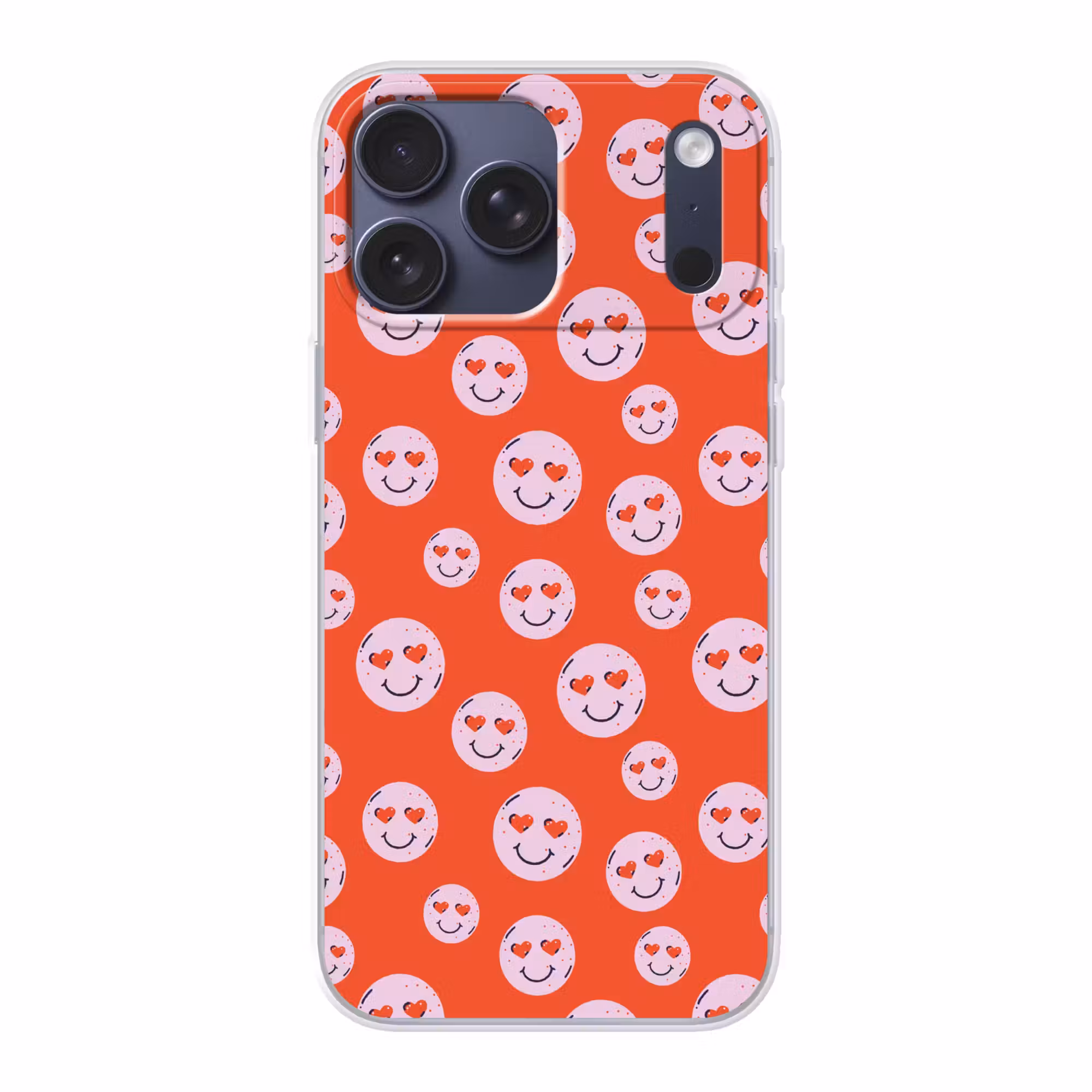 Telefoonhoesje Softcase - Smiley - Patroon - Hartjes - Rood - Roze