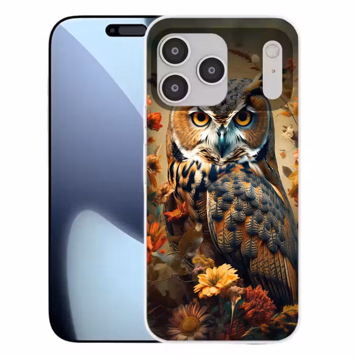 Telefoonhoesje Softcase - Uil met Bloemen