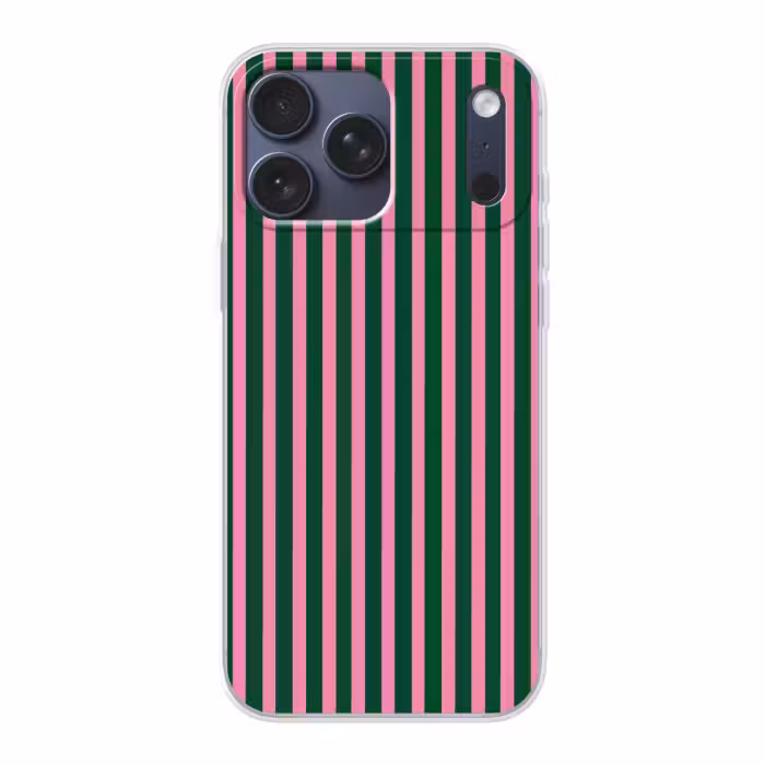 Telefoonhoesje Softcase - Verticale strepen - Groen - Roze