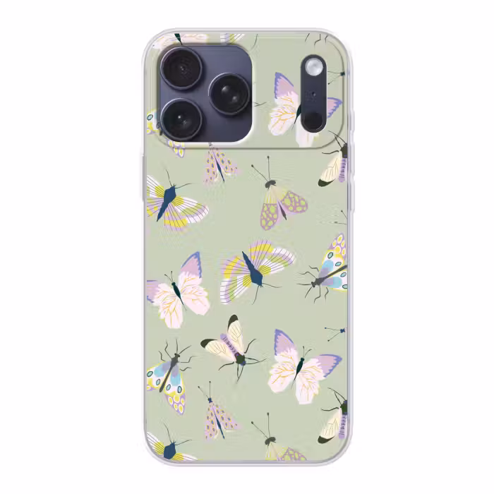 Telefoonhoesje Softcase - Vlinders - Insecten - Groen - Kleurrijk