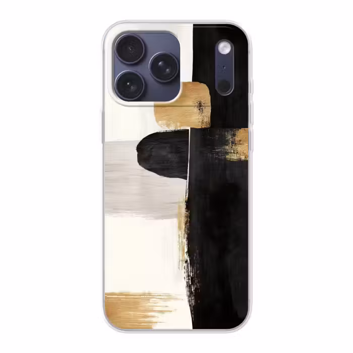 Telefoonhoesje Softcase - Vormen - Penseelstreken - Abstract - Goud