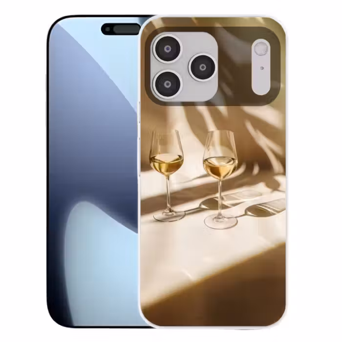Telefoonhoesje Softcase - Wijn - Wijnglazen - Wit