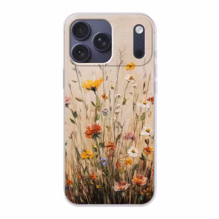 Telefoonhoesje Softcase - Wilde Bloemen Beige