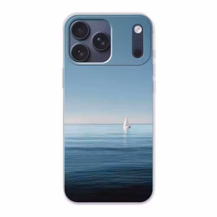 Telefoonhoesje Softcase - Zeilbootje - Kalme zee - Helderblauwe hemel