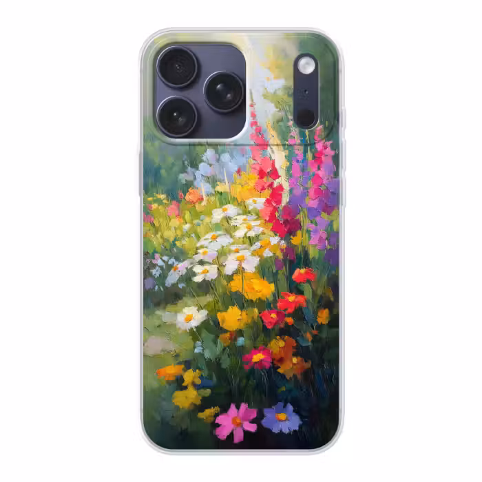 Telefoonhoesje Softcase - Bloemen Tuin Olieverf