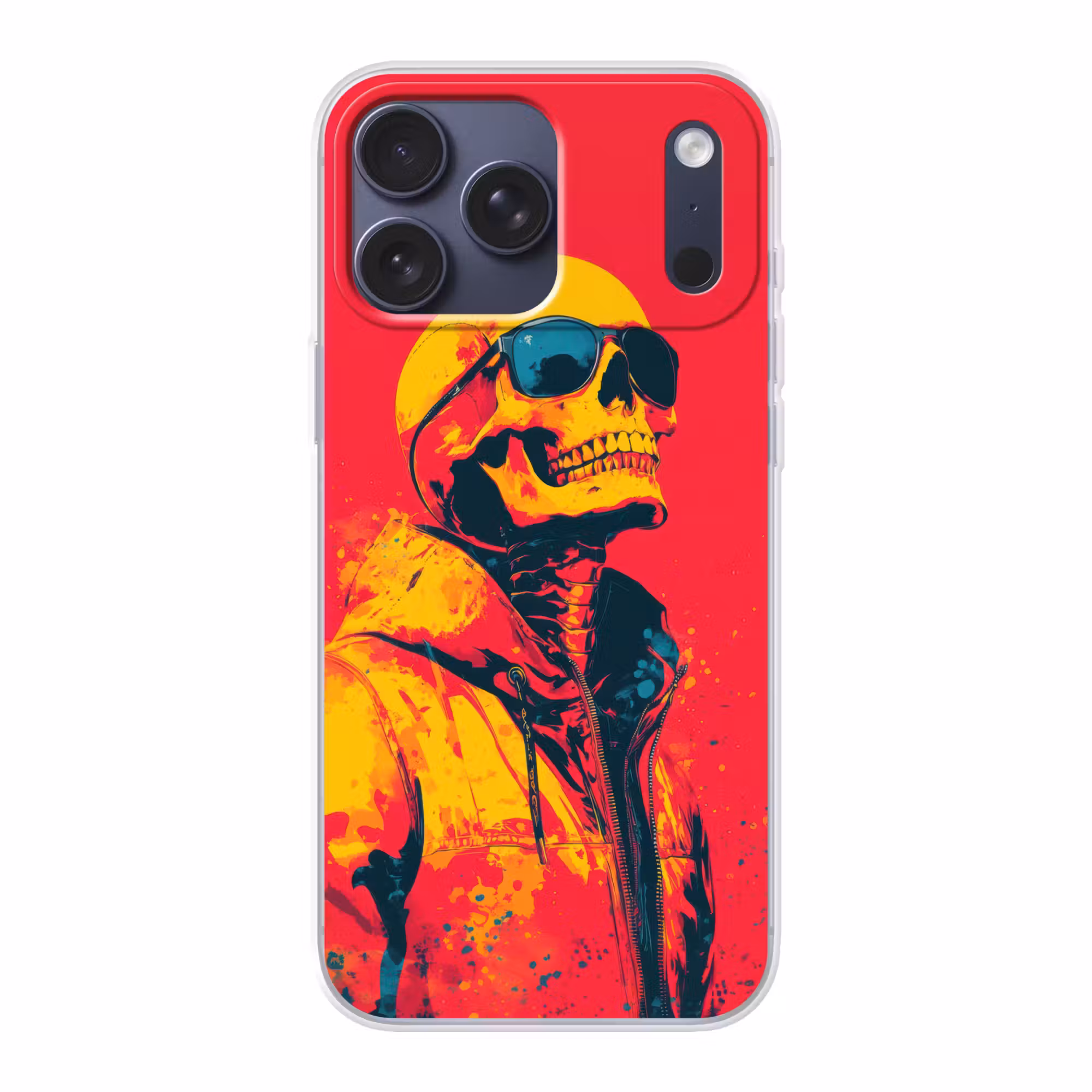 Telefoonhoesje Softcase - Zonnebril - Schedel - Jas - Rood