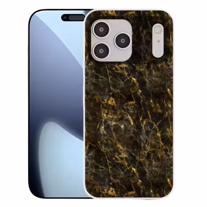 Telefoonhoesje Softcase - Zwart - Marmer - Goud