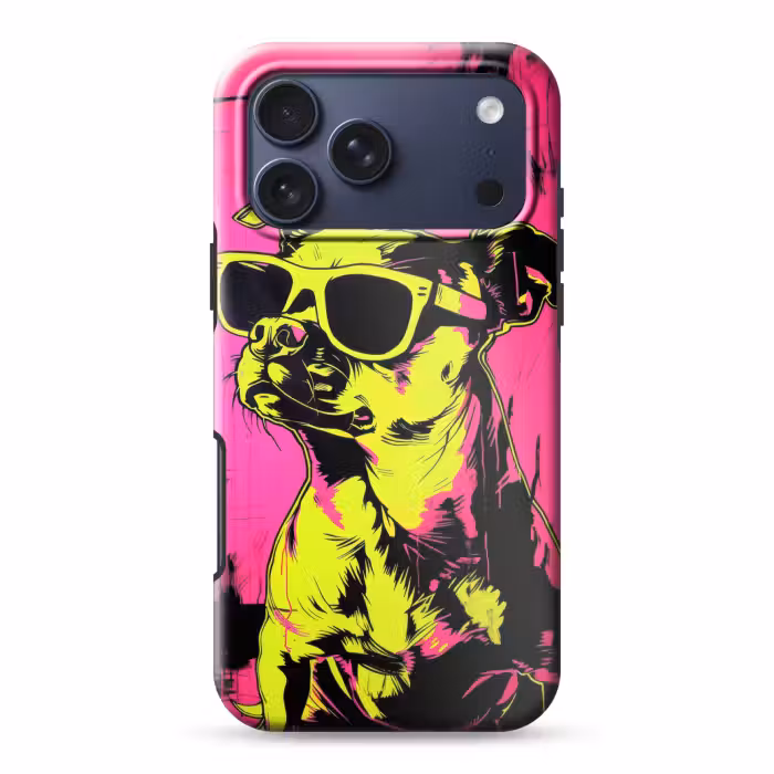 Telefoonhoesje Toughcase - Hond - Zonnebril - Roze - Art