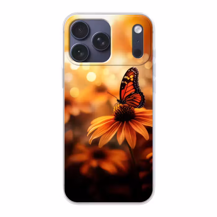 Telefoonhoesje Softcase - Vlinder - Bloemen - Oranje