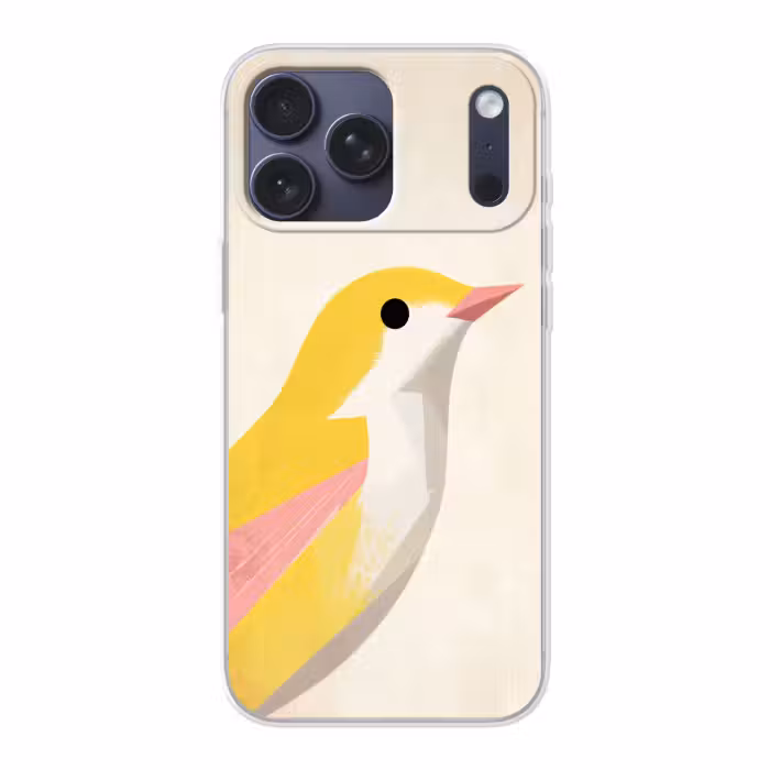 Telefoonhoesje Softcase - Vogel - Minimalistisch - Geel
