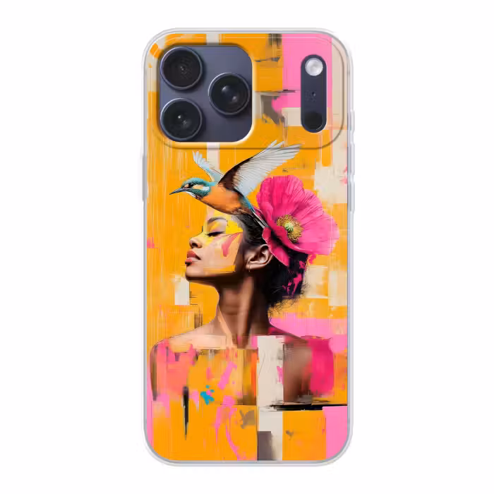 Telefoonhoesje Softcase - Vogel - Vrouw - Abstract - Bloem