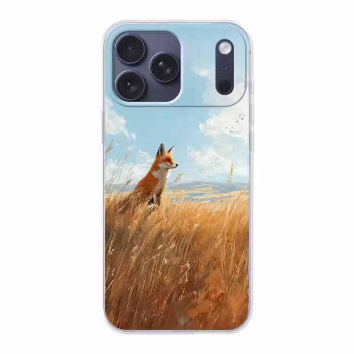 Telefoonhoesje Softcase - Vos - Gras - Wolken - Oranje
