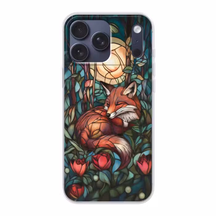 Telefoonhoesje Softcase - Vos - Mozaïek - Bos - Maan